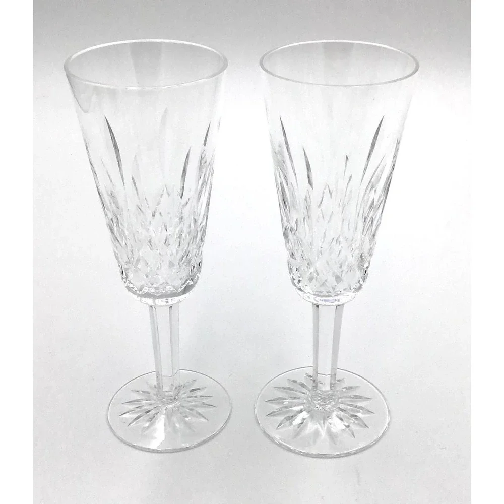 Waterford Crystal Lismore Champagne Flutes Set of 2 Lead Crystal Glasses